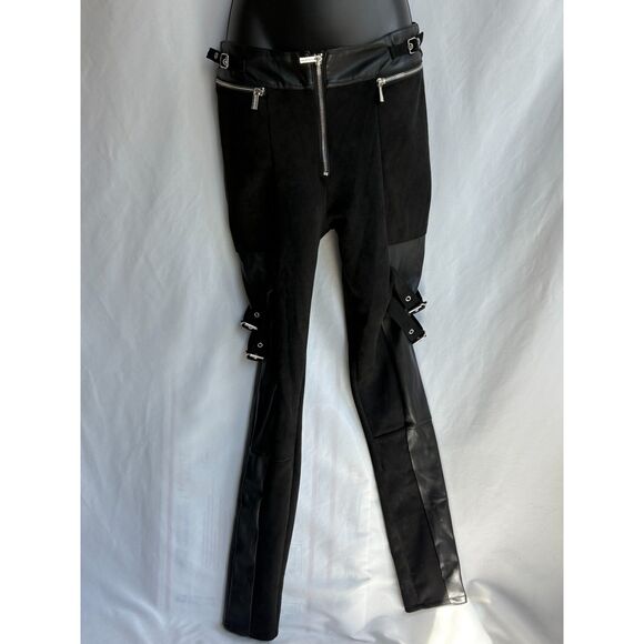 Maniere de Voir Vegan Leather Suede Pants Goth Rocker Size 10 Party Alternative - Picture 1 of 12